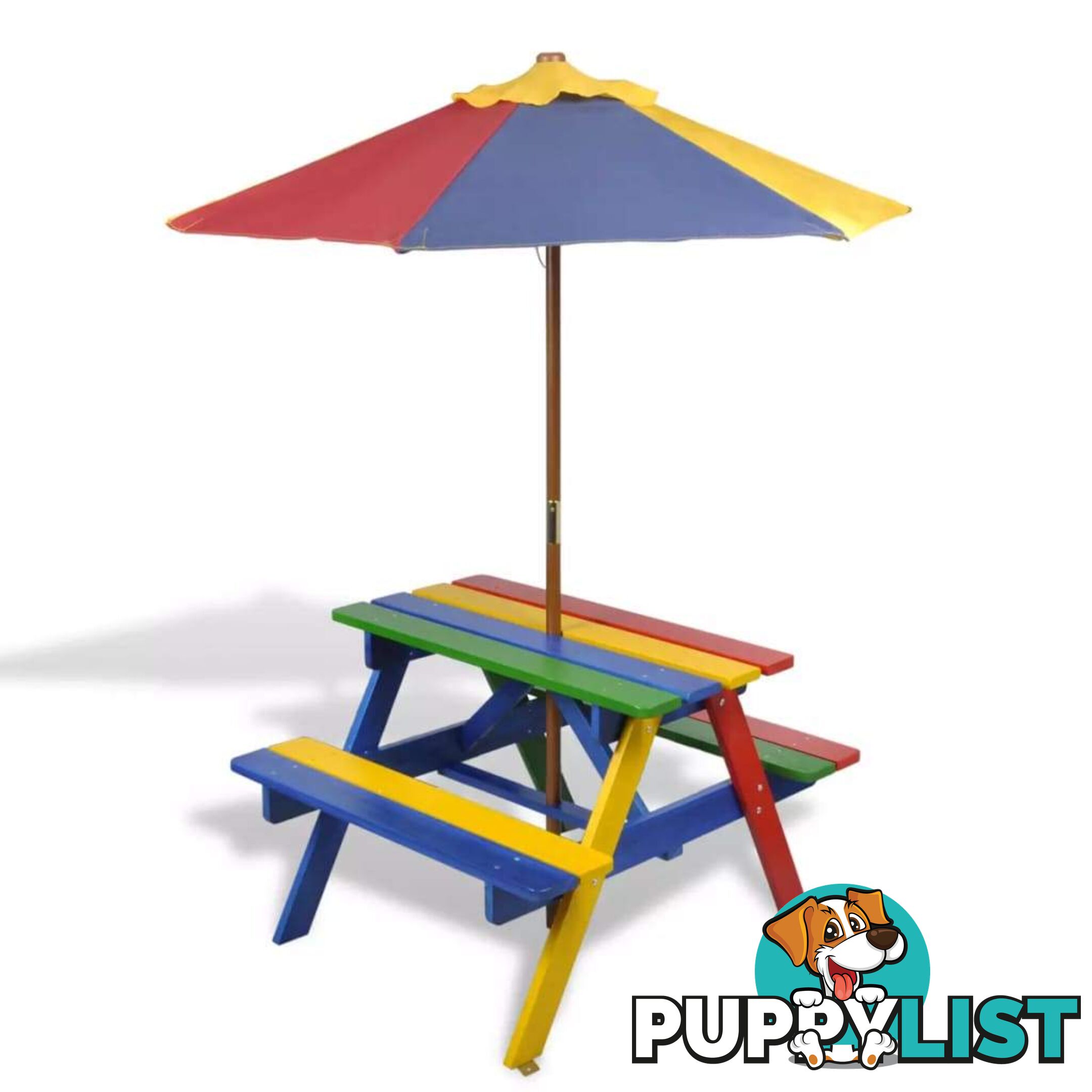 Kids Picnic Table & Benches With Parasol In Four Colours - Unbranded - 9476062036126