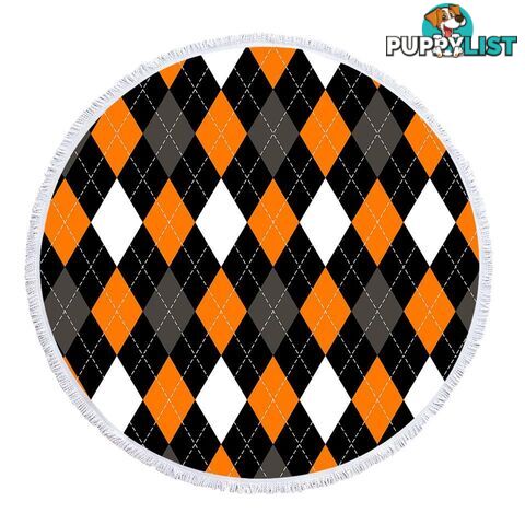 Orange and Black Diamonds Pattern Beach Towel - Towel - 7427046341578