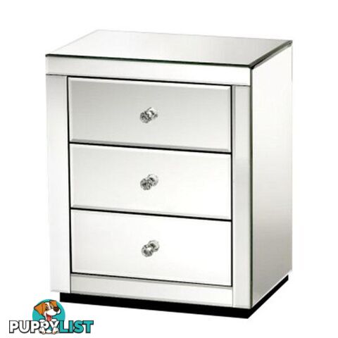 Mirrored Bedside Table Drawers Glass Presia - Bedside Table Drawers - 9350062215821