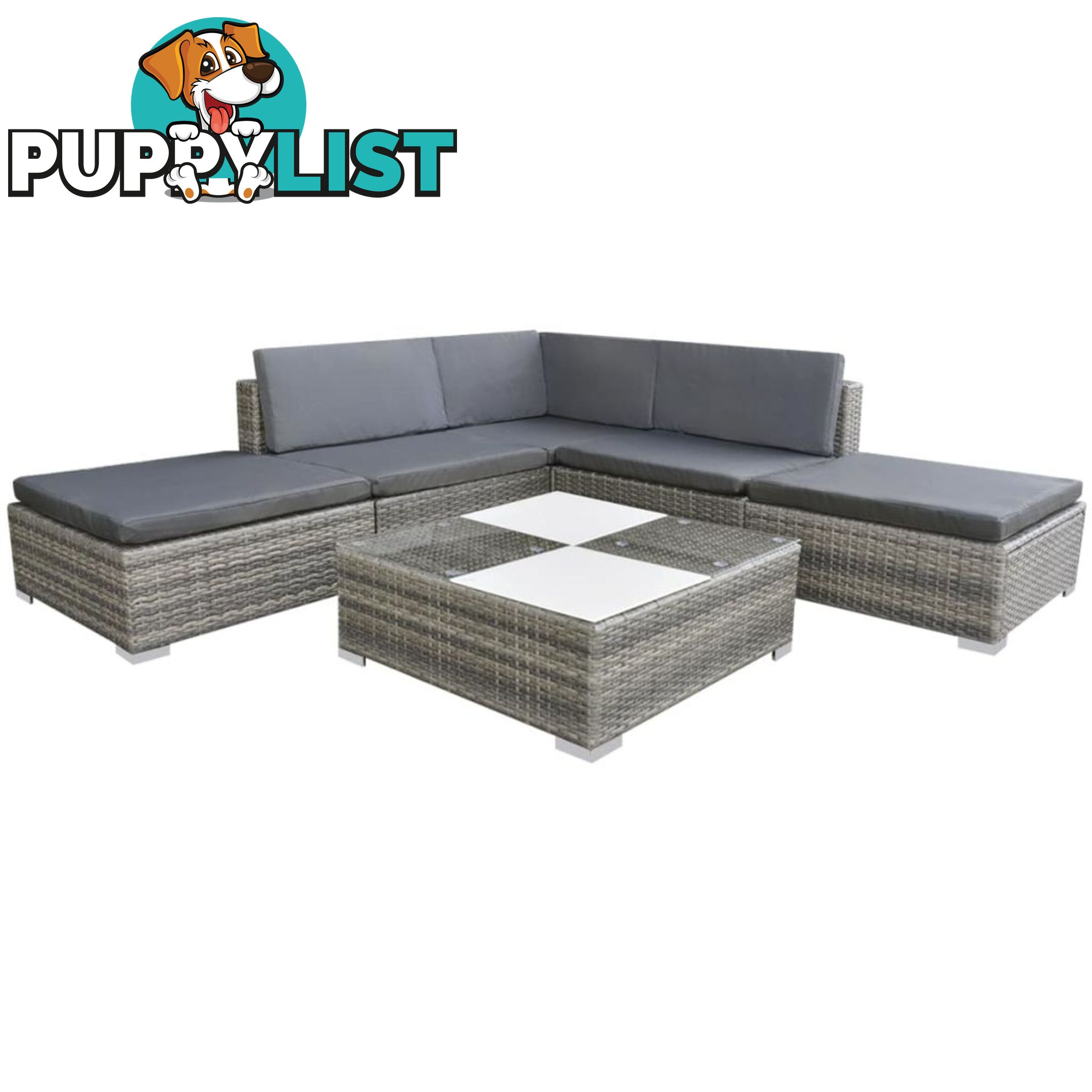 Poly Rattan Garden Sofa Set (15 Pcs) - Grey - Unbranded - 4326500418500