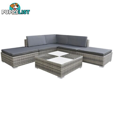 Poly Rattan Garden Sofa Set (15 Pcs) - Grey - Unbranded - 4326500418500