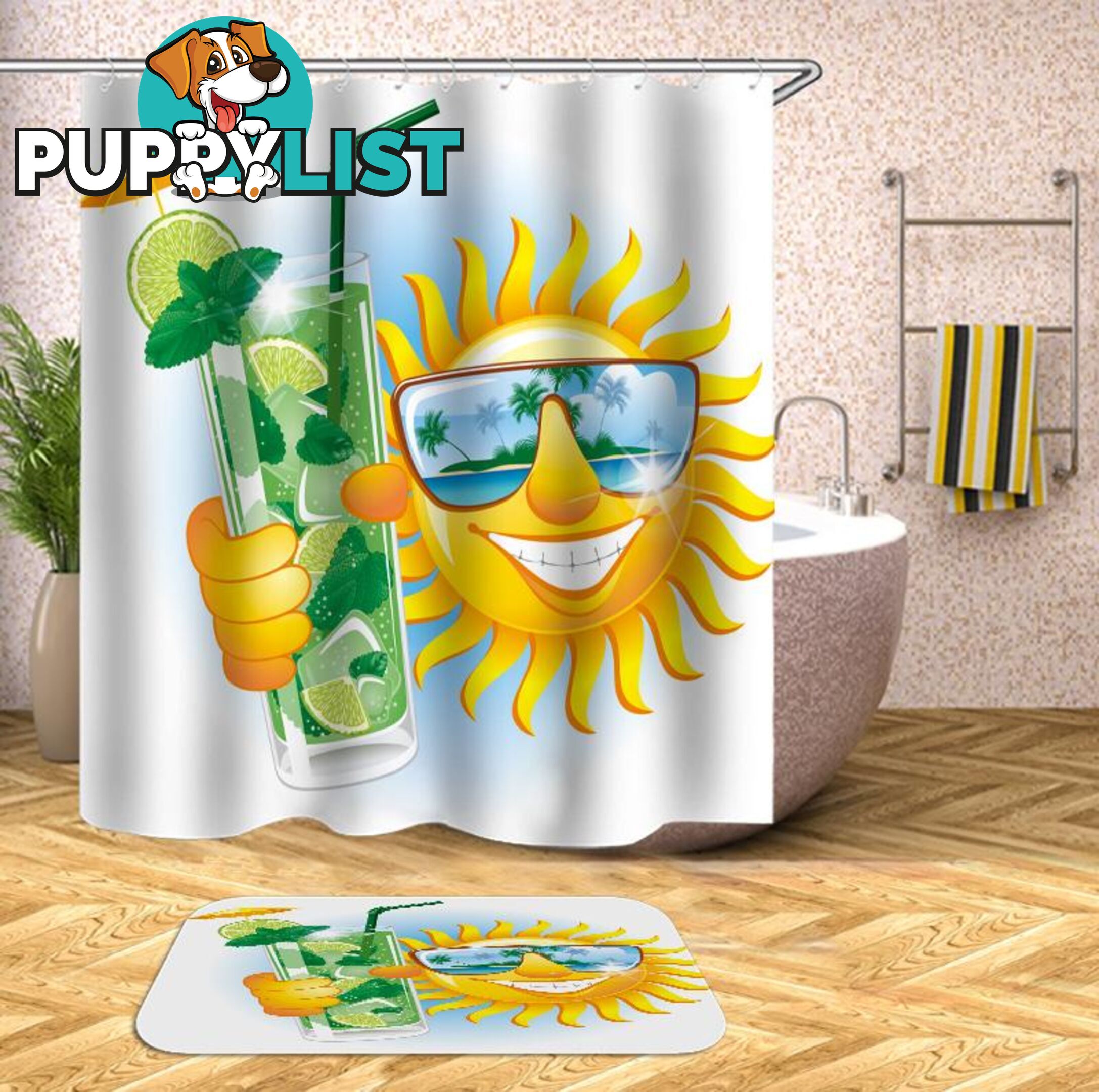Drinking Mojito Sun Shower Curtain - Curtains - 7427045949058