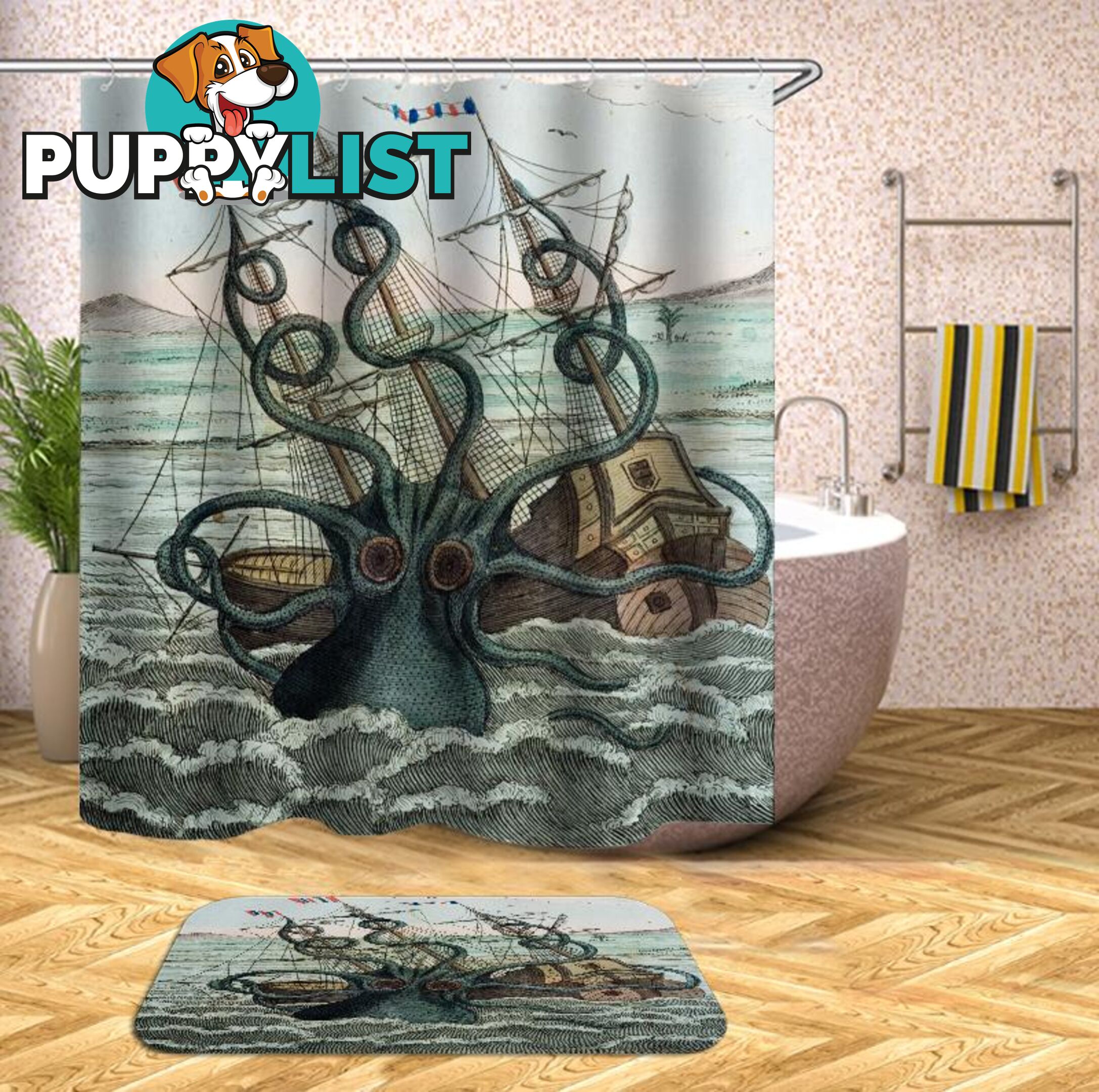 Kraken Attack Shower Curtain - Curtains - 7427045956179