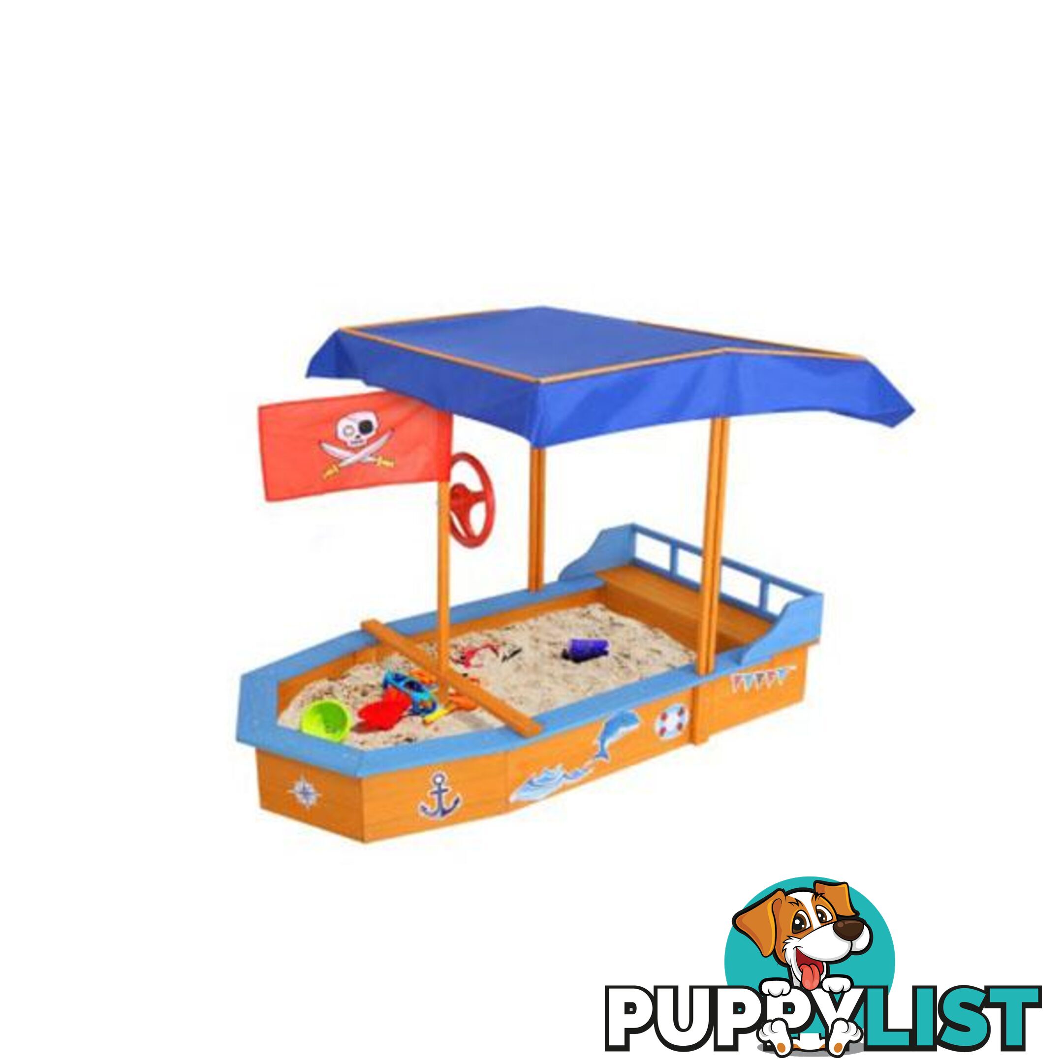 Keezi Boat-shaped Canopy Sand Pit - Keezi - 9350062163825