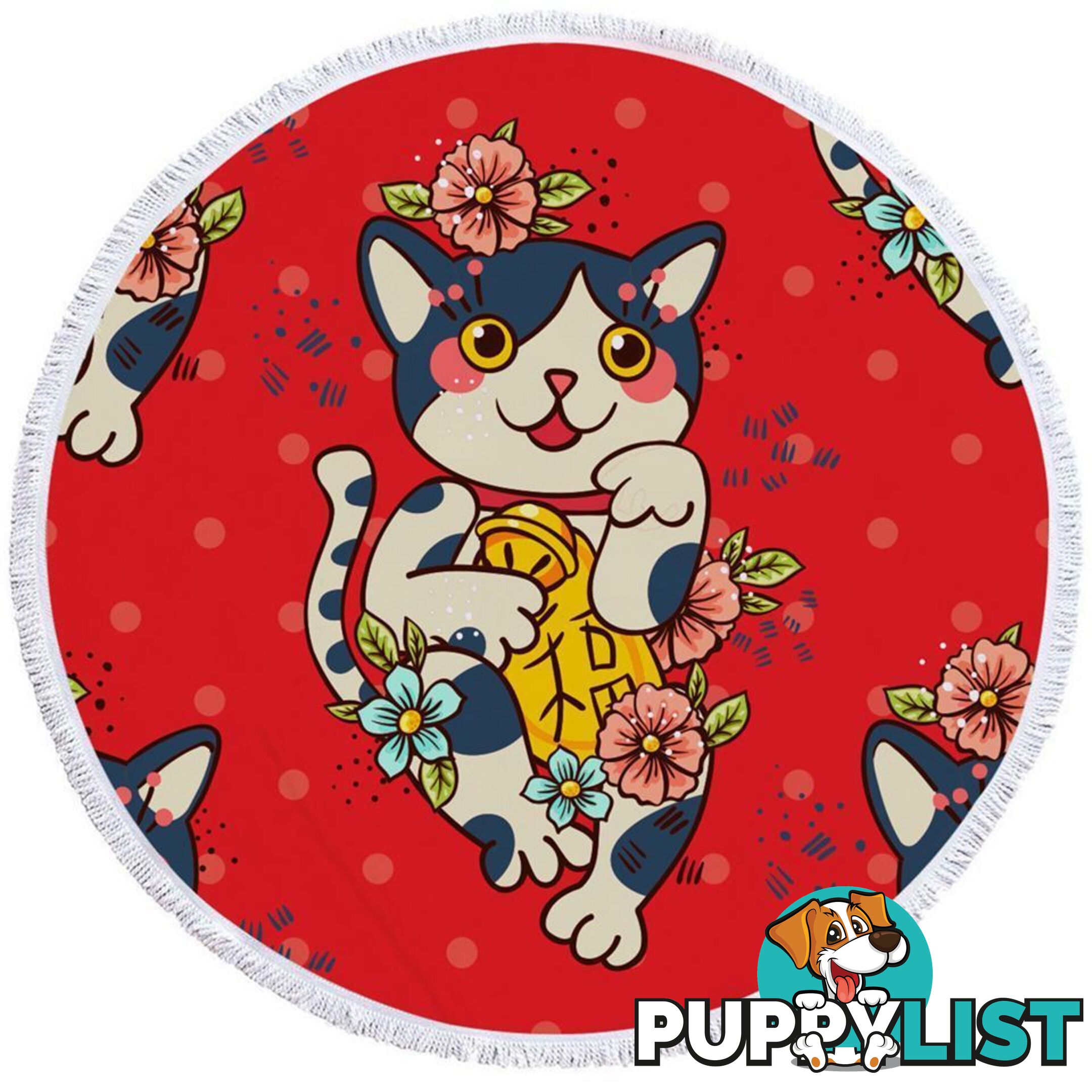 Cute Japanese Cat Beach Towel - Towel - 7427046307406