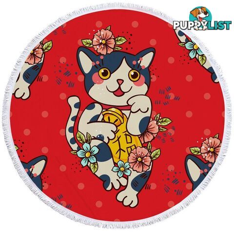 Cute Japanese Cat Beach Towel - Towel - 7427046307406