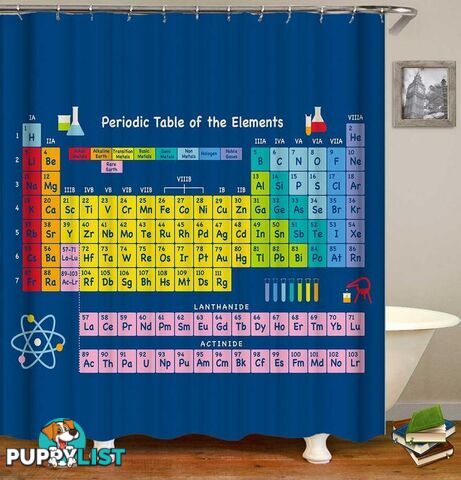 Periodic Table Of Elements Blue Background Shower Curtain - Curtain - 7427046085489