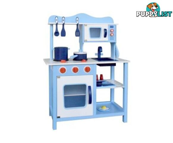 Children Wooden Kitchen Play Set Blue - Keezi - 4326500262004