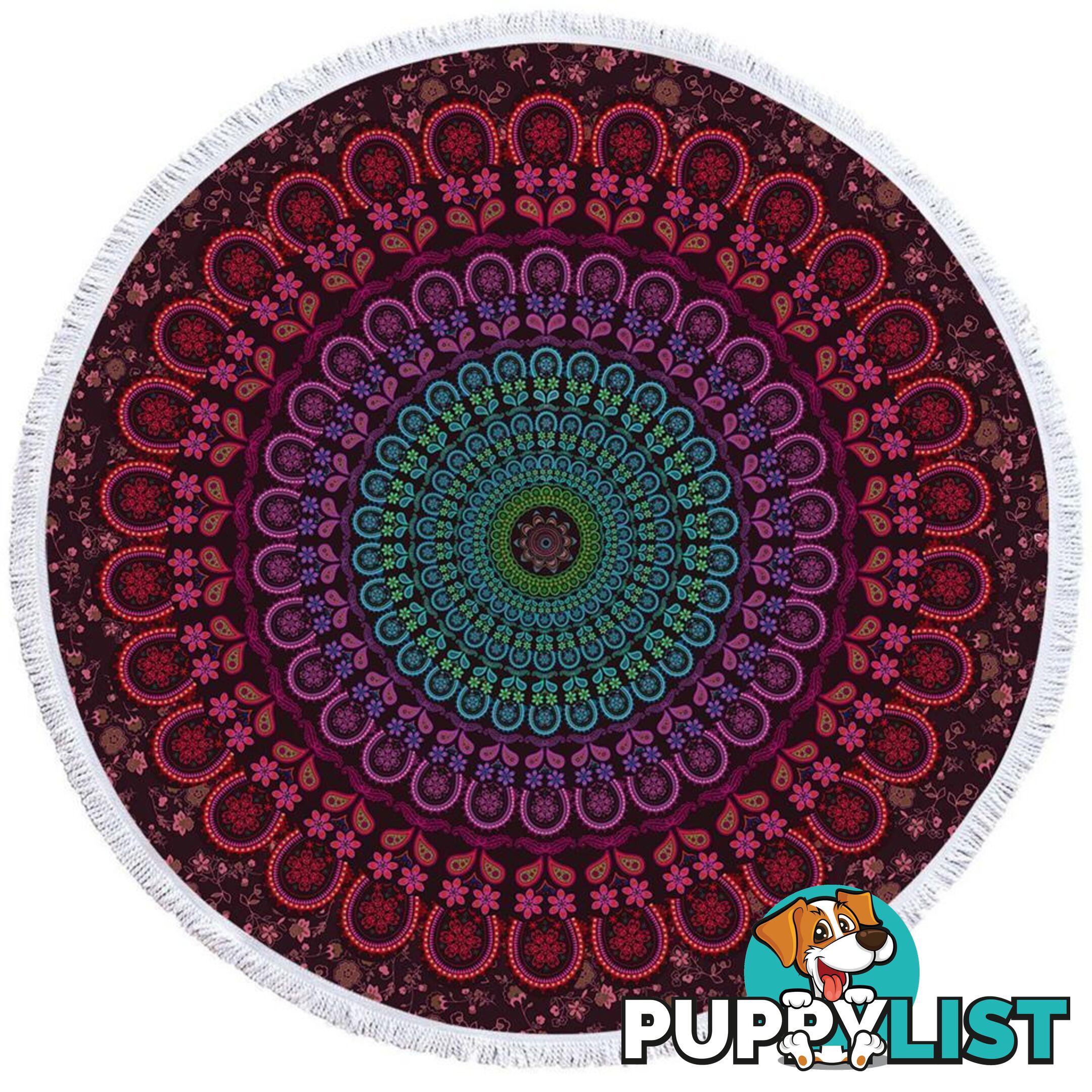 Turquoise Purplish Mandala Beach Towel - Towel - 7427046326070