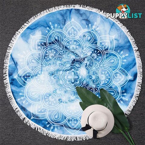 Mandala Over Blue Beach Towel - Towel - 7427046332149