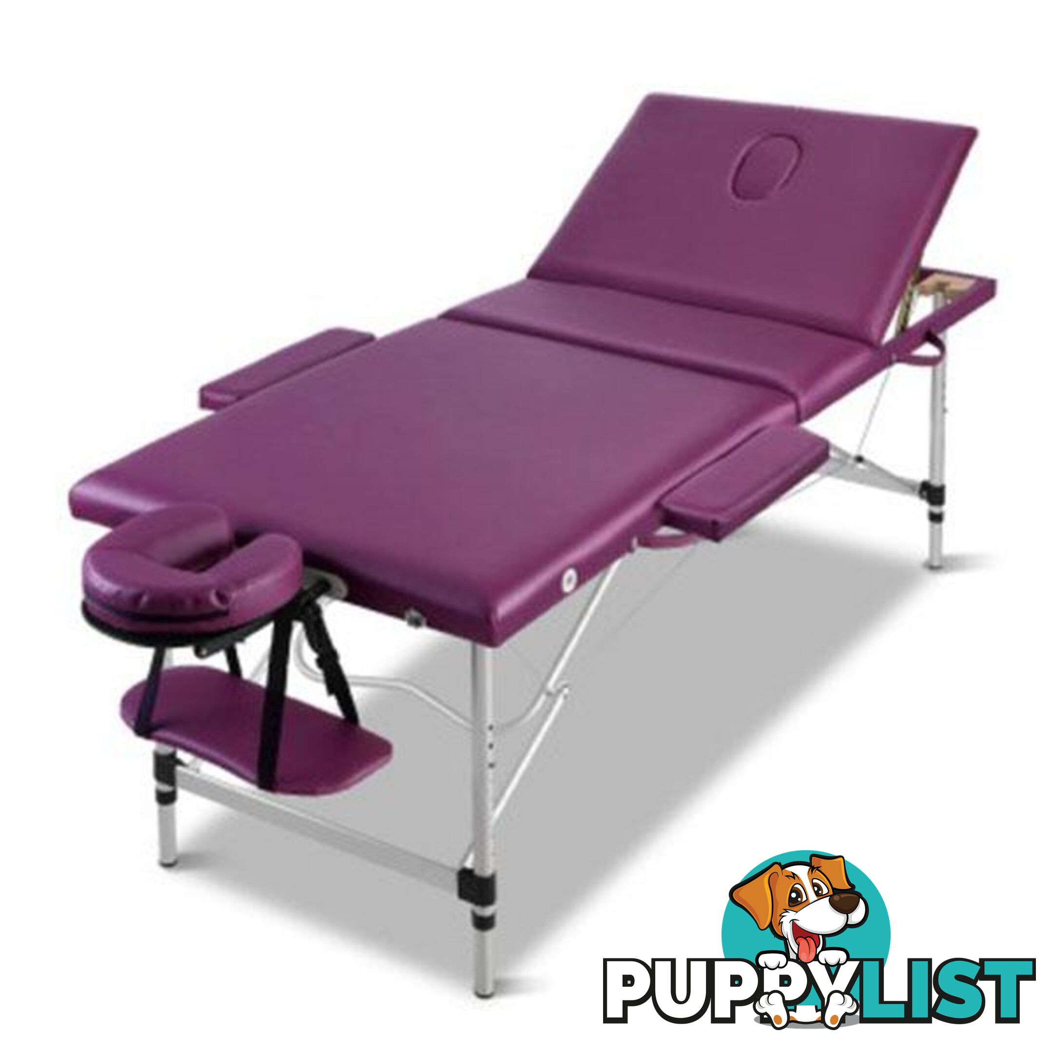 3 Fold Portable Aluminum Massage Bed Purple 75cm - Zenses - 9350062228371