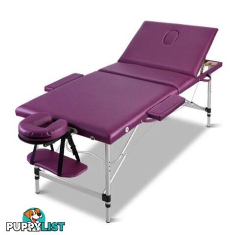 3 Fold Portable Aluminum Massage Bed Purple 75cm - Zenses - 9350062228371