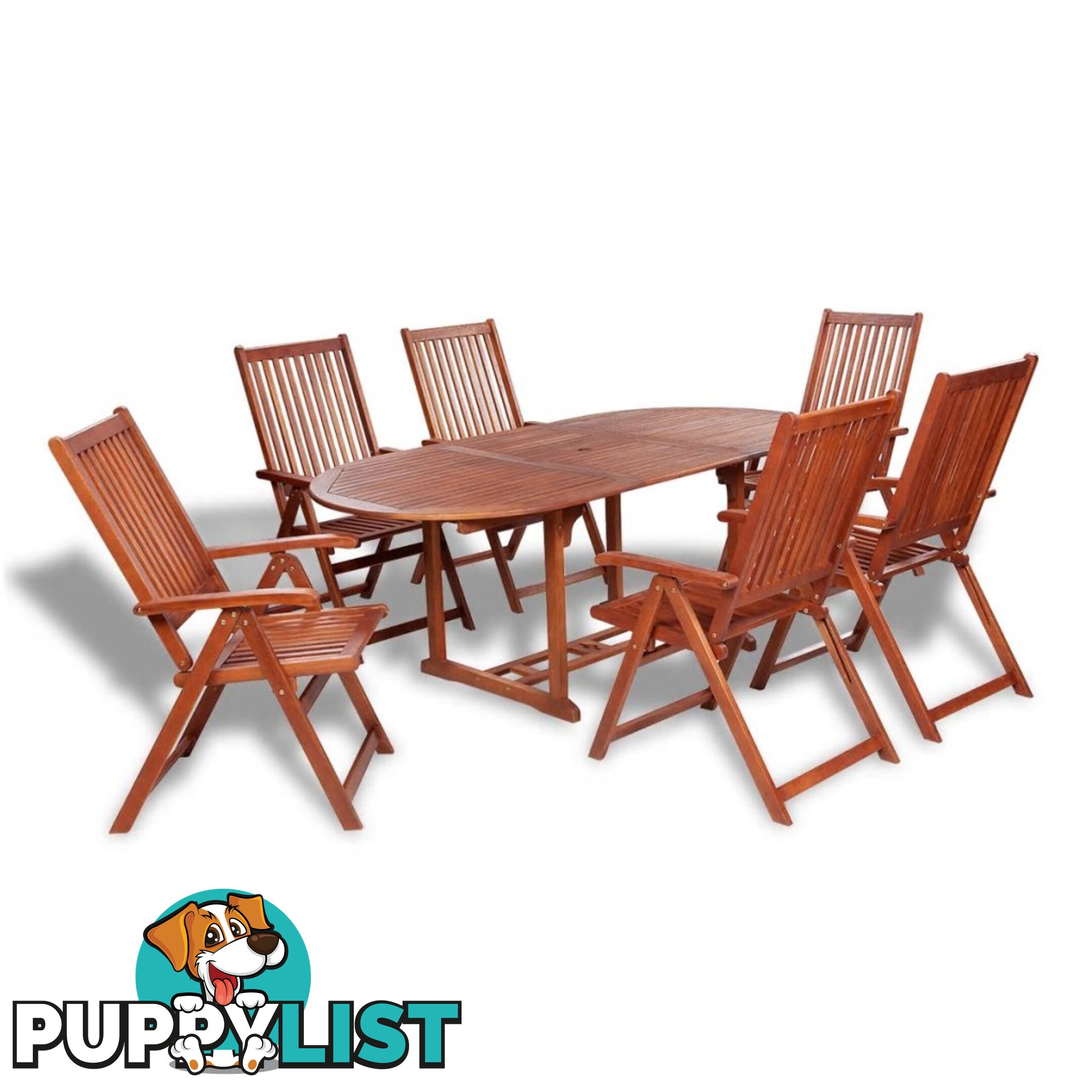 Extendable Wood Outdoor Dining Table Set (7 Pcs) - Unbranded - 4326500416445