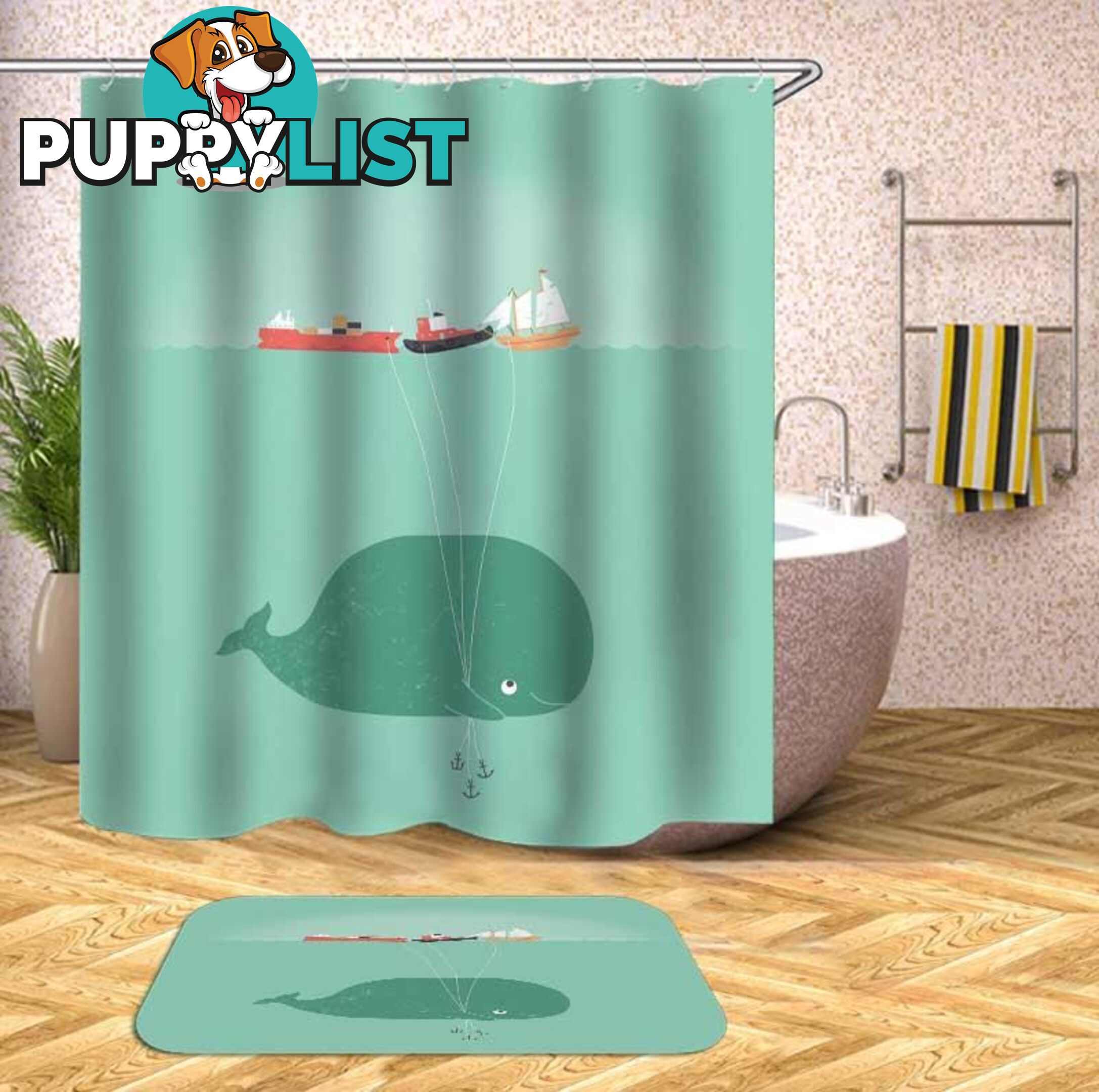 Baby Whaleâs Ship Balloons Shower Curtain - Curtain - 7427046070775
