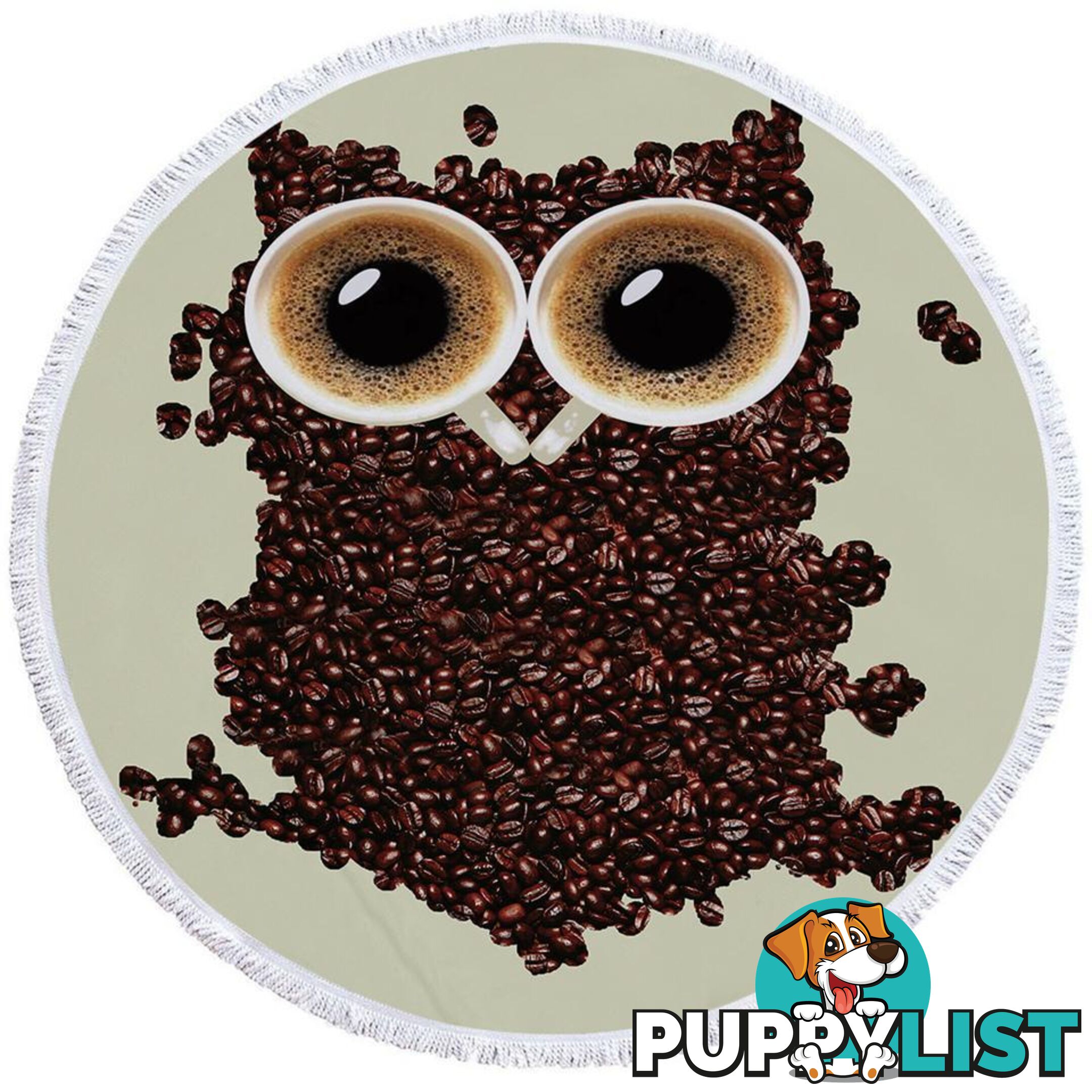 Cool Coffee Beans Owl Beach Towel - Towel - 7427046327879