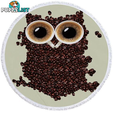 Cool Coffee Beans Owl Beach Towel - Towel - 7427046327879