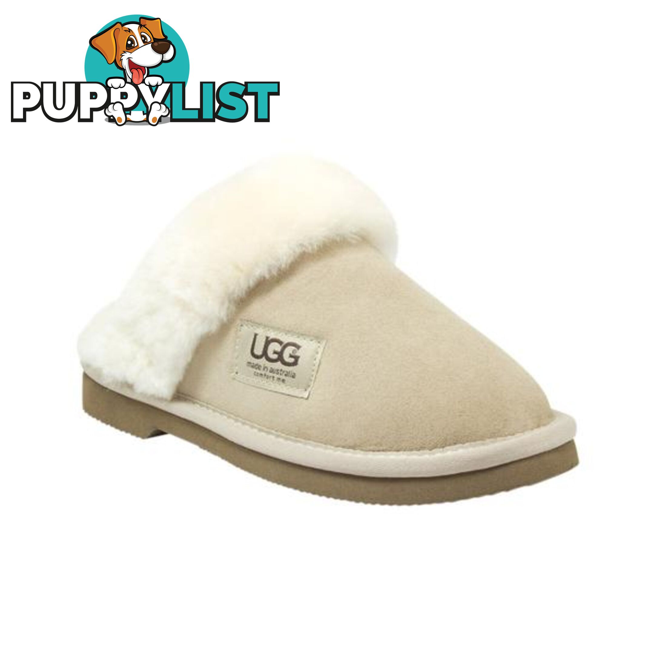 UGG Merino Sheepskin Fur Trim Scuff Memory Foam Sand - UGG - 822427524163