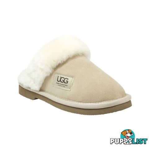 UGG Merino Sheepskin Fur Trim Scuff Memory Foam Sand - UGG - 822427524163