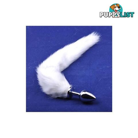 Metal Butt Plug Medium With White Tail - Adult Toys - 7427046368667