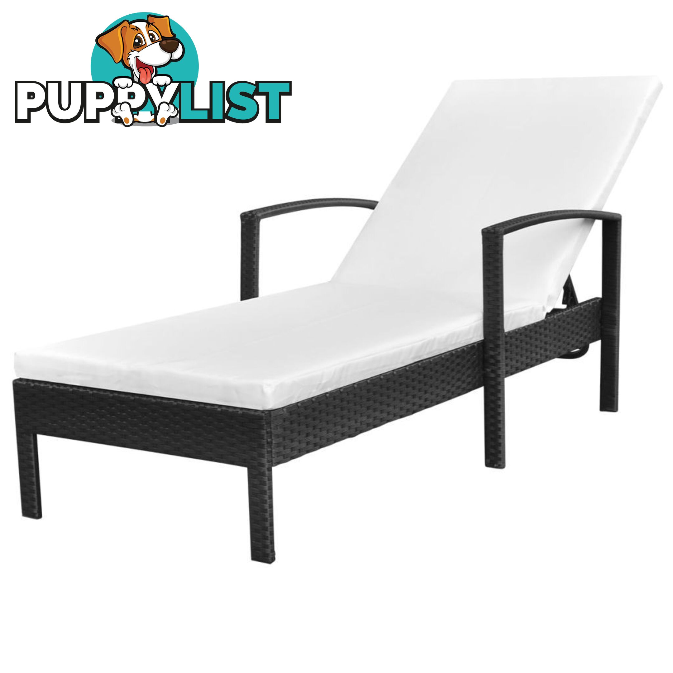 Sun Lounger With Cushion Poly Rattan - Black - Unbranded - 4326500418814