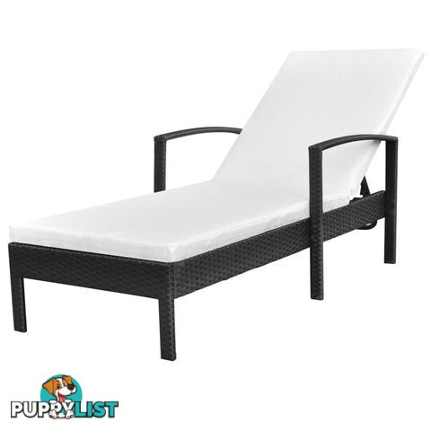 Sun Lounger With Cushion Poly Rattan - Black - Unbranded - 4326500418814