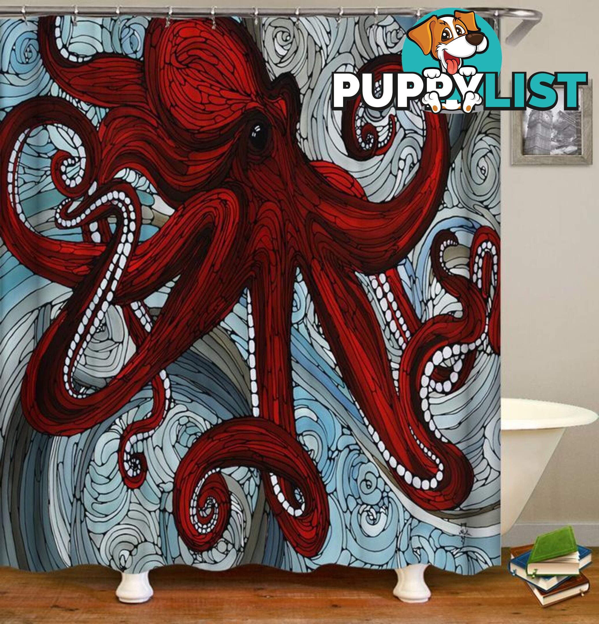 Stained Glass Octopus Shower Curtain - Curtain - 7427046009768