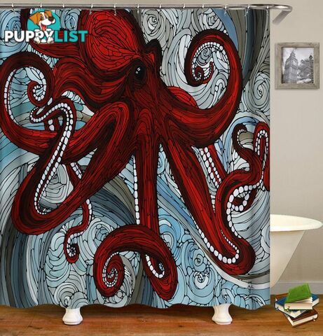 Stained Glass Octopus Shower Curtain - Curtain - 7427046009768