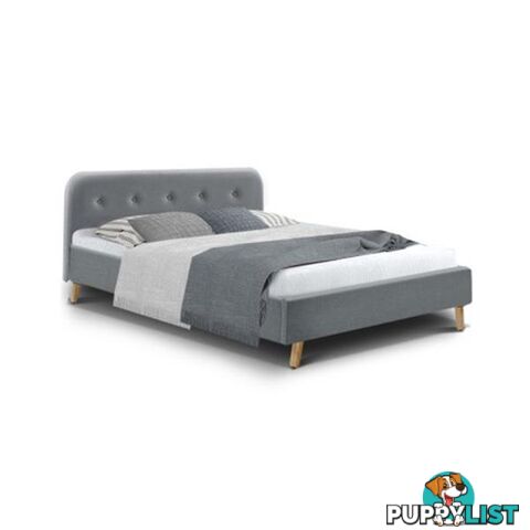 Artiss Double Full Size Bed Frame Mattress Fabric Wooden Grey Pola - Artiss - 7427046173995