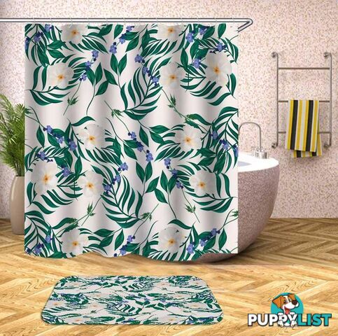 White And Blue Flowers Shower Curtain - Curtain - 7427046102674