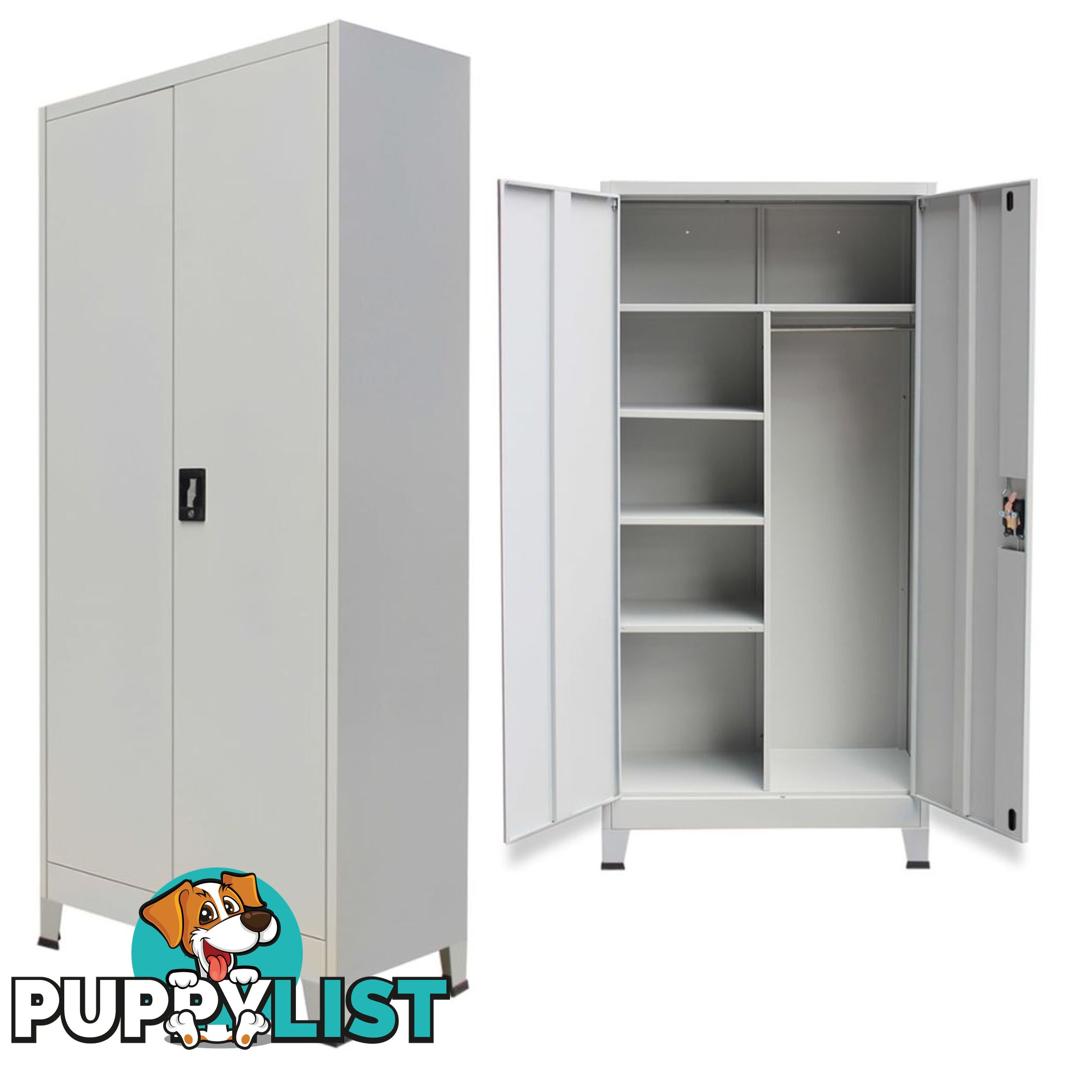 Locker Cabinet with 2 Doors Steel - Grey - Unbranded - 4326500413611