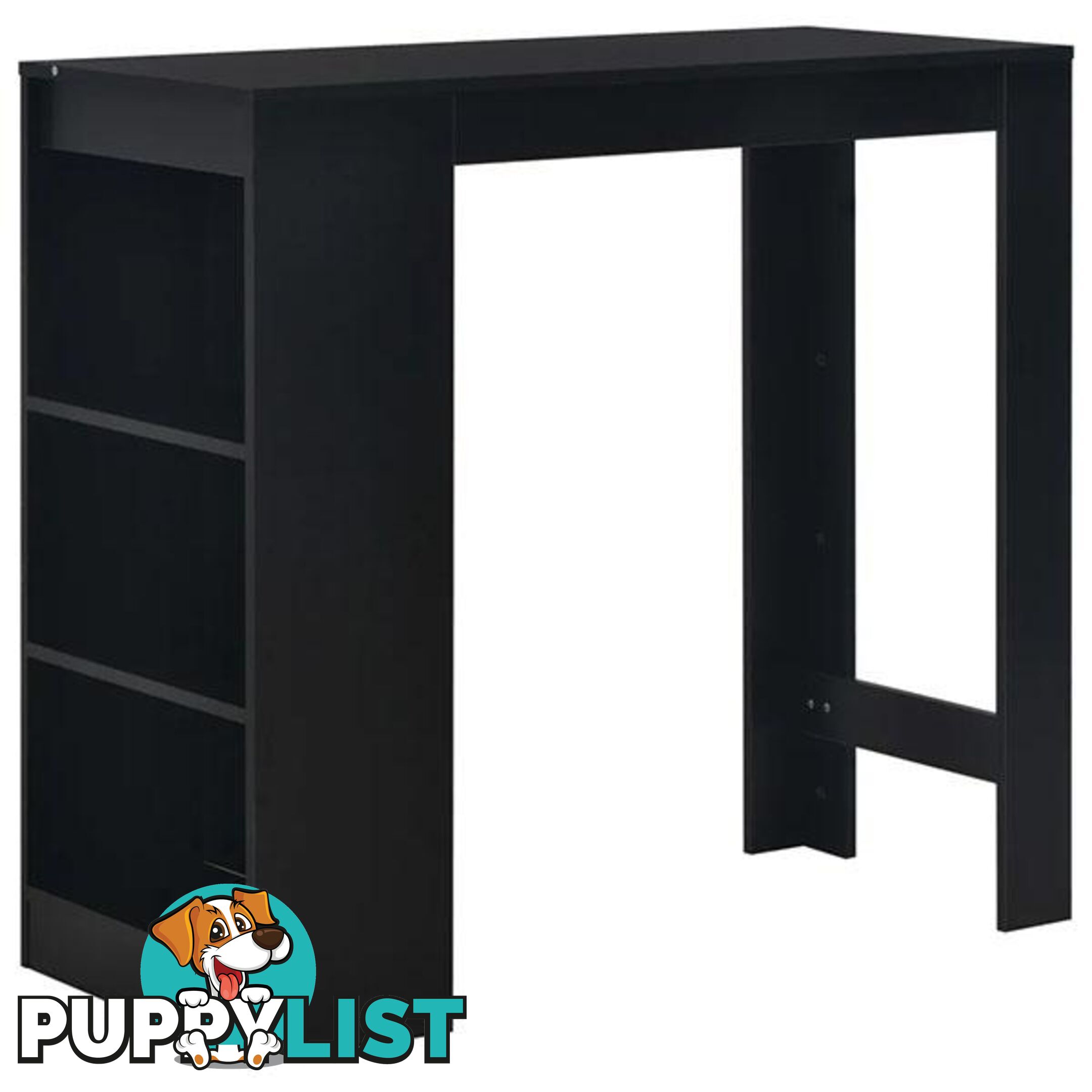 Black Bar Table with Shelves 110x50x103cm - Unbranded - 9476062107949