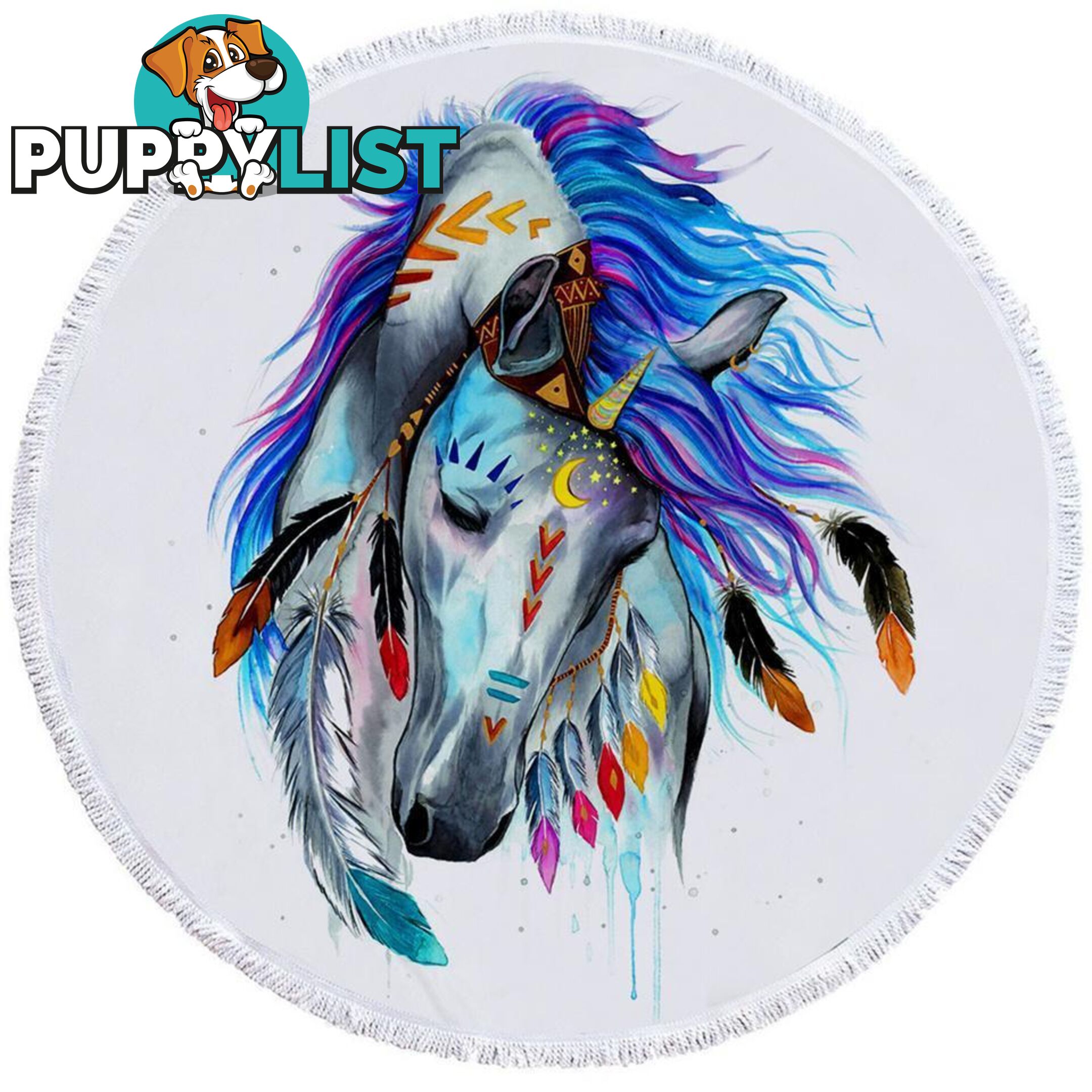 Native American Horse Beach Towel - Towel - 7427046331814