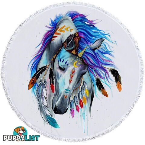 Native American Horse Beach Towel - Towel - 7427046331814