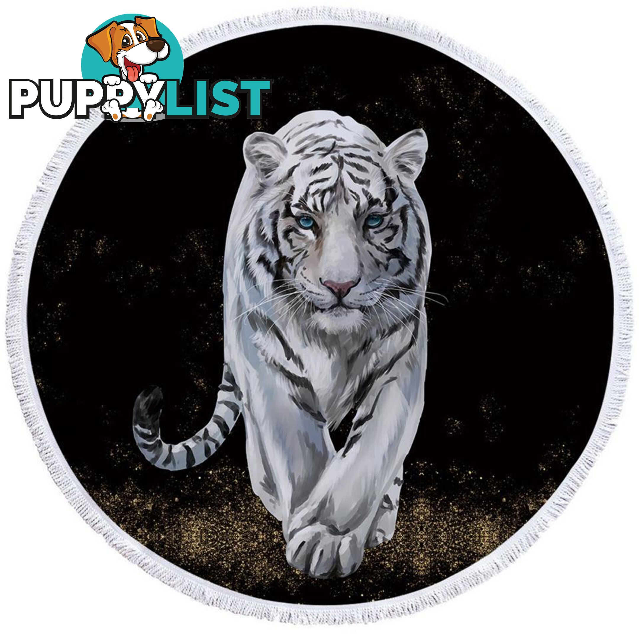 White Tiger Beach Towel - Towel - 7427046306775