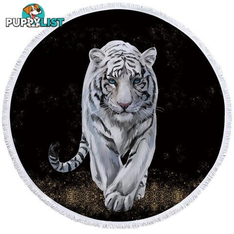 White Tiger Beach Towel - Towel - 7427046306775