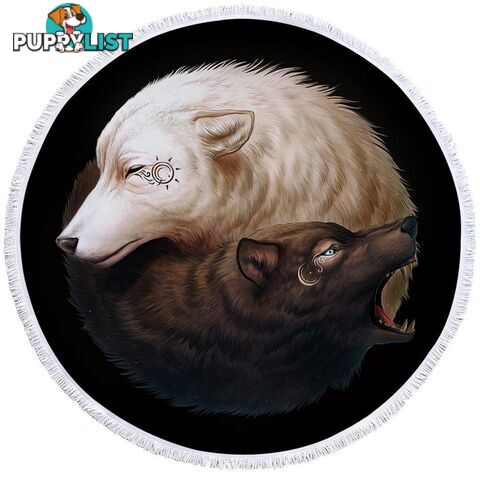 Yin and Yang Wolfs Beach Towel - Towel - 7427046329613