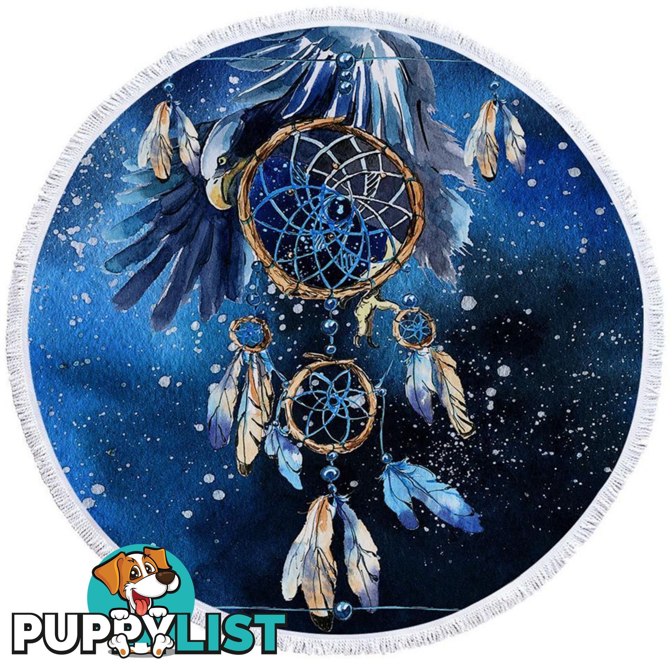 Blue Eagle Dream Catcher Beach Towel - Towel - 7427046311304