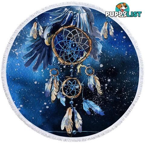 Blue Eagle Dream Catcher Beach Towel - Towel - 7427046311304