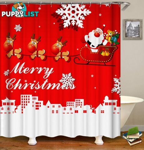 Classic Red Merry Christmas Shower Curtain - Curtain - 7427045983458