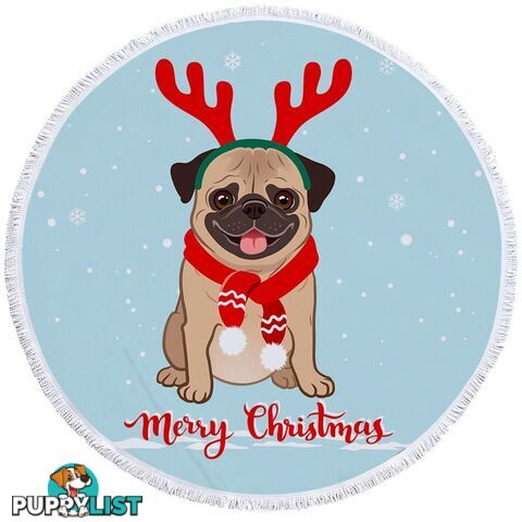 Christmas Pug Beach Towel - Towel - 7427046340113