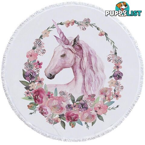 Floral Circle Unicorn Beach Towel - Towel - 7427046308762