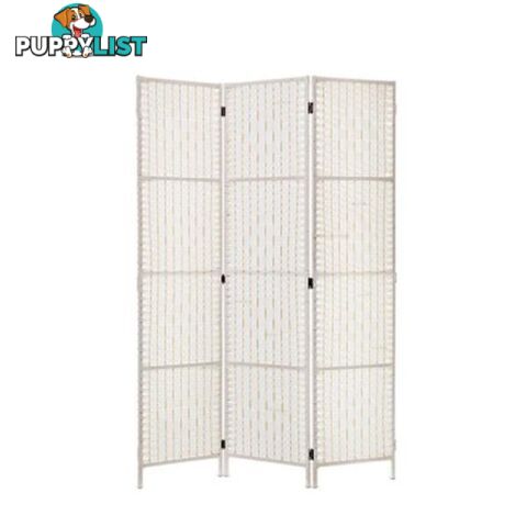 Room Divider Screen Privacy Rattan Timber Fold Woven Stand White - Artiss - 9355720032406