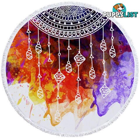 Water Colored and Mandala Beach Towel - Towel - 7427046310857