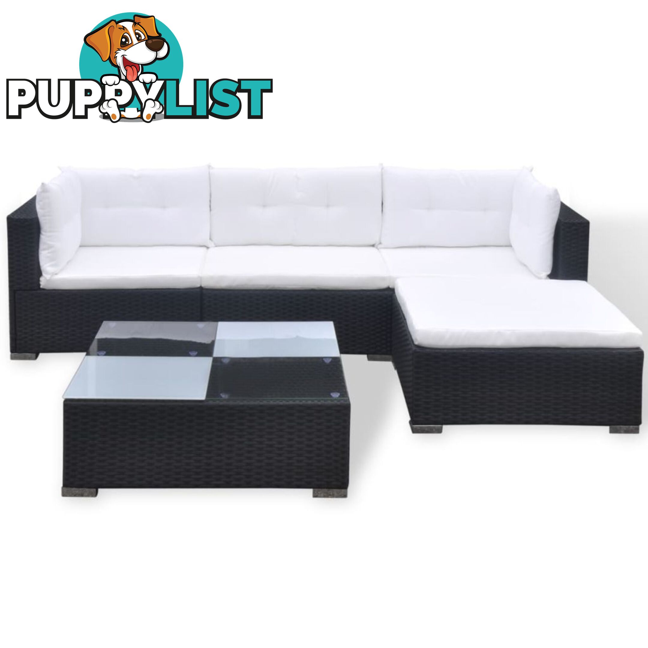 Poly Rattan Garden Sofa Set (14 Pcs) - Black - Unbranded - 4326500416698