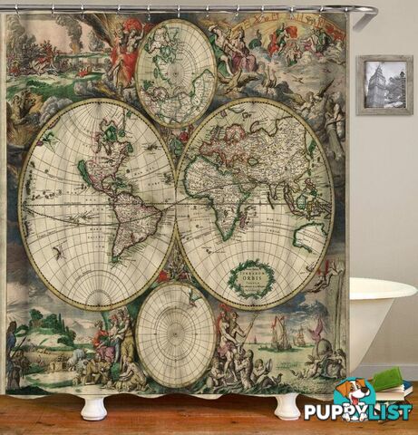 Vintage Globe Cut Shower Curtain - Curtain - 7427046004541