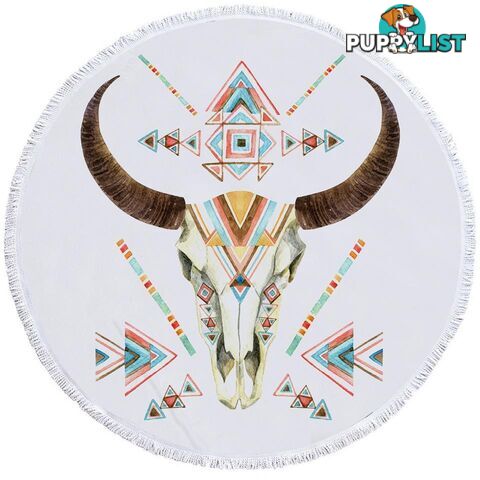 Multi Colored Bull Skull Beach Towel - Towel - 7427046308304