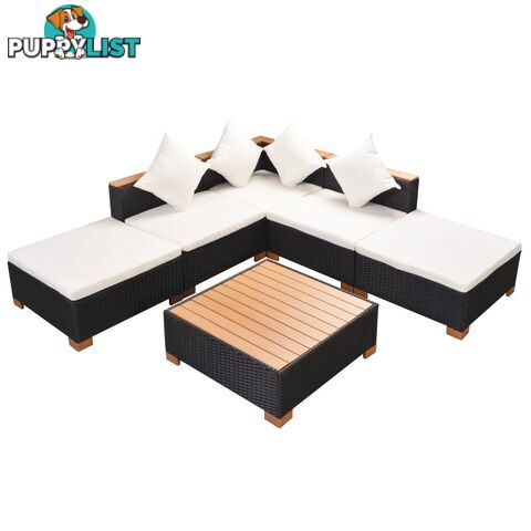 Garden Sofa Rattan Poly Wood Top Set (15 Pcs) - Black - Unbranded - 4326500418548