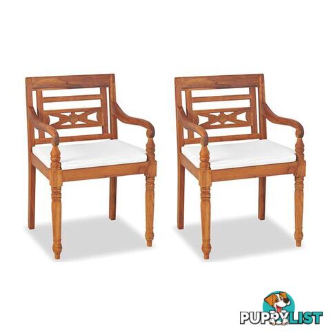 Batavia Chairs 2 Pcs With Cushions Solid Teak Wood - Unbranded - 7427046256292