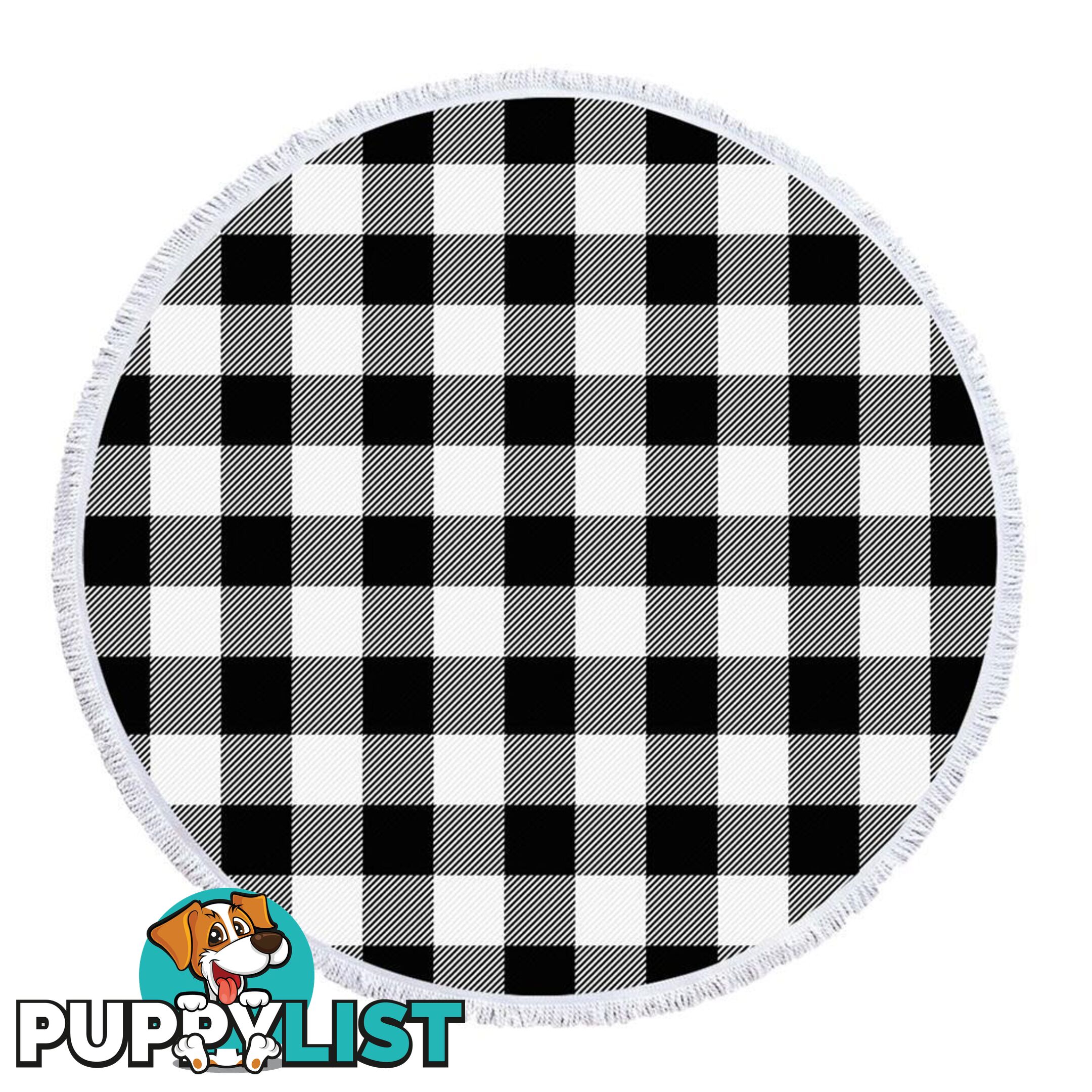 Black and White Gingham Beach Towel - Towel - 7427046341523