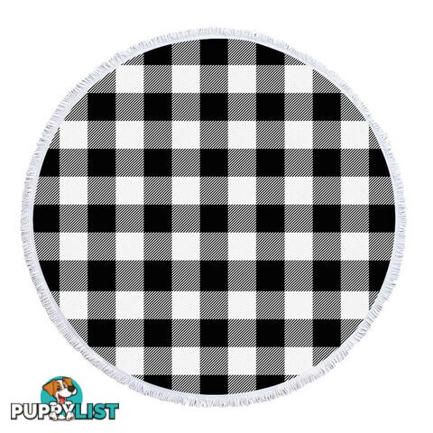 Black and White Gingham Beach Towel - Towel - 7427046341523